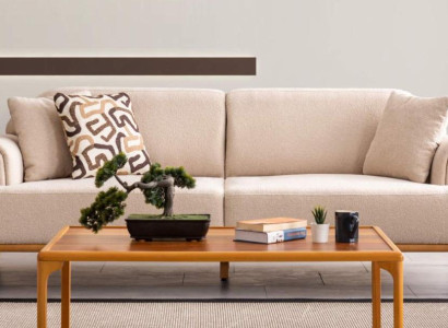 Modern Sofa 3 Sitzer Wohnzimmer Beige xxl 220cm Luxus Möbel Sofas Couchen